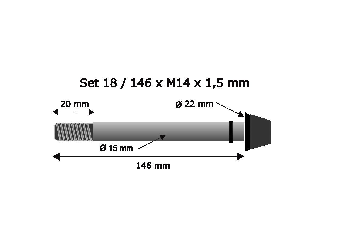 Pitlock Set 18 ersetzt 15x146mm/M14x1.5mm Steckachse